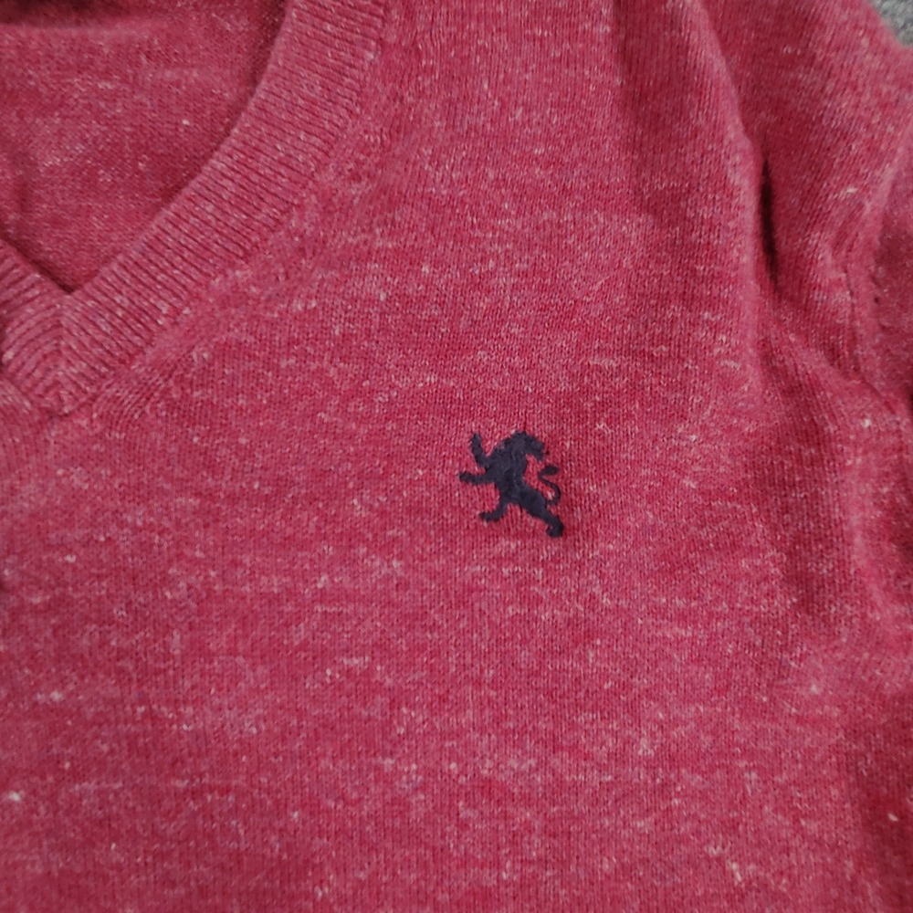 Express Sweater Mens M V-Neck Maroon Heathered Lion Logo 100% Cotton NEW - Picture 7 of 13